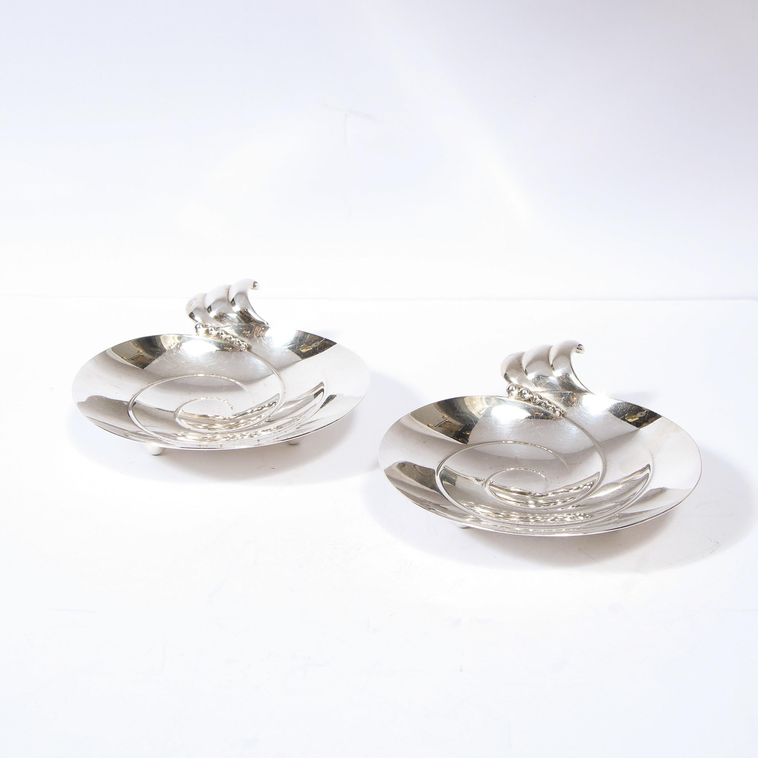 Pair of Mid Century Modern Sterling Silver Footed Dishes Signed Tiffany & Co. In Excellent Condition In New York, NY