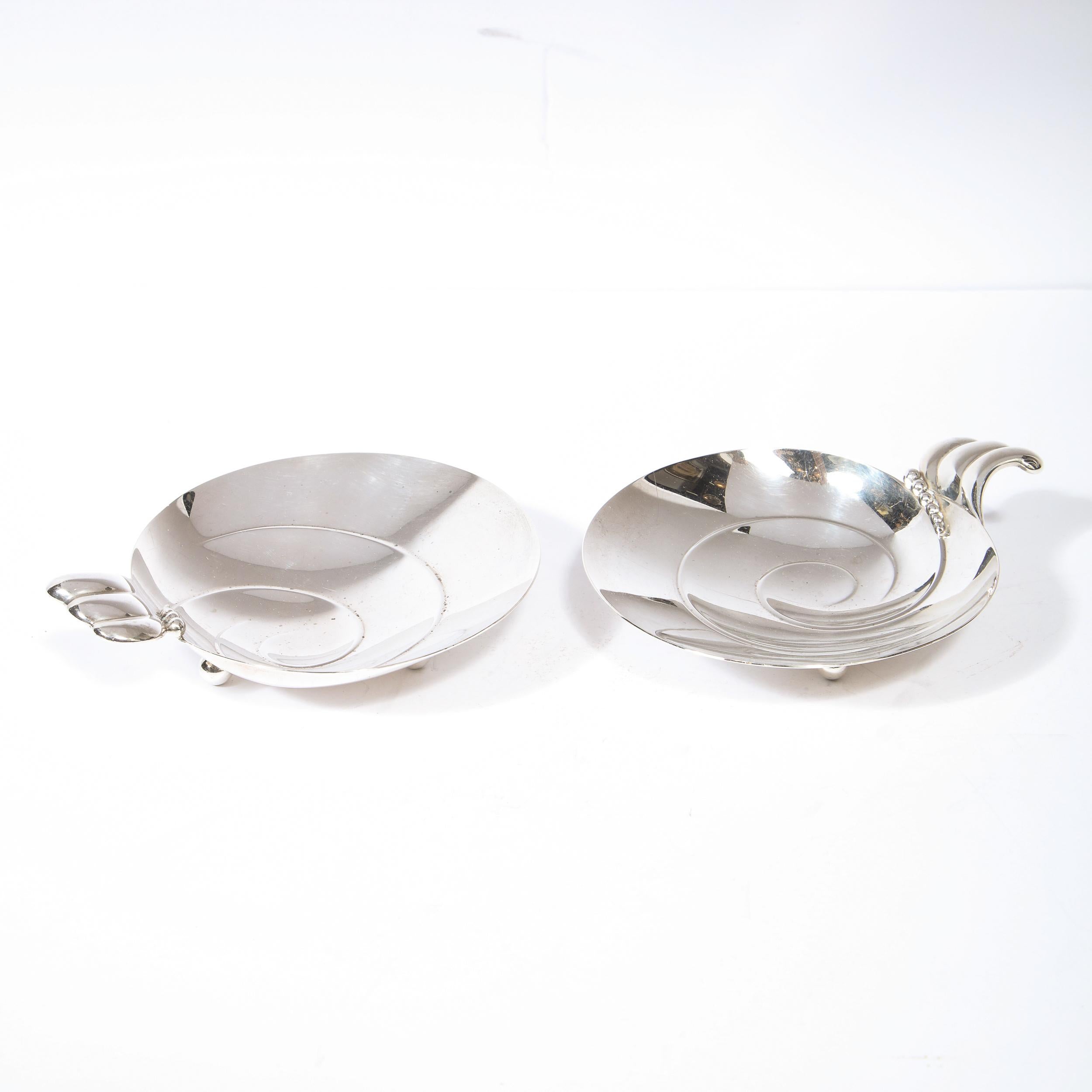 Mid-20th Century Pair of Mid Century Modern Sterling Silver Footed Dishes Signed Tiffany & Co.