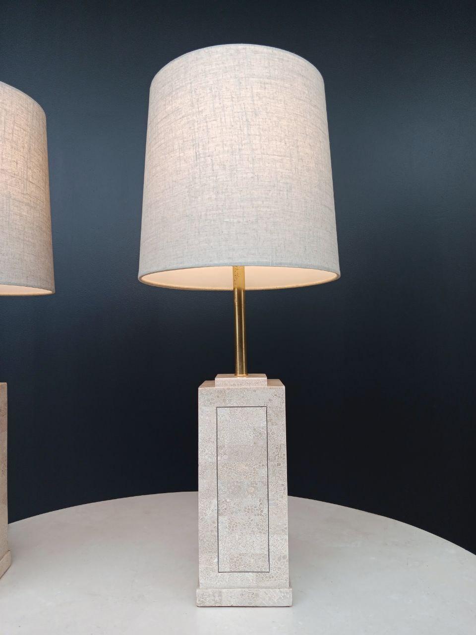 American Pair of Mid-Century Modern Stone Table Lamps For Sale