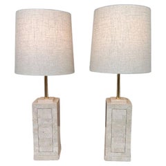 Vintage Pair of Mid-Century Modern Stone Table Lamps