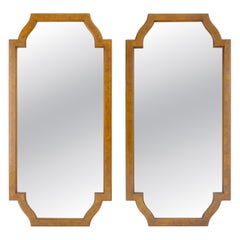 Pair of Mid Century Modern "Stretched" Octagons Burl Wood Mirrors MINT!