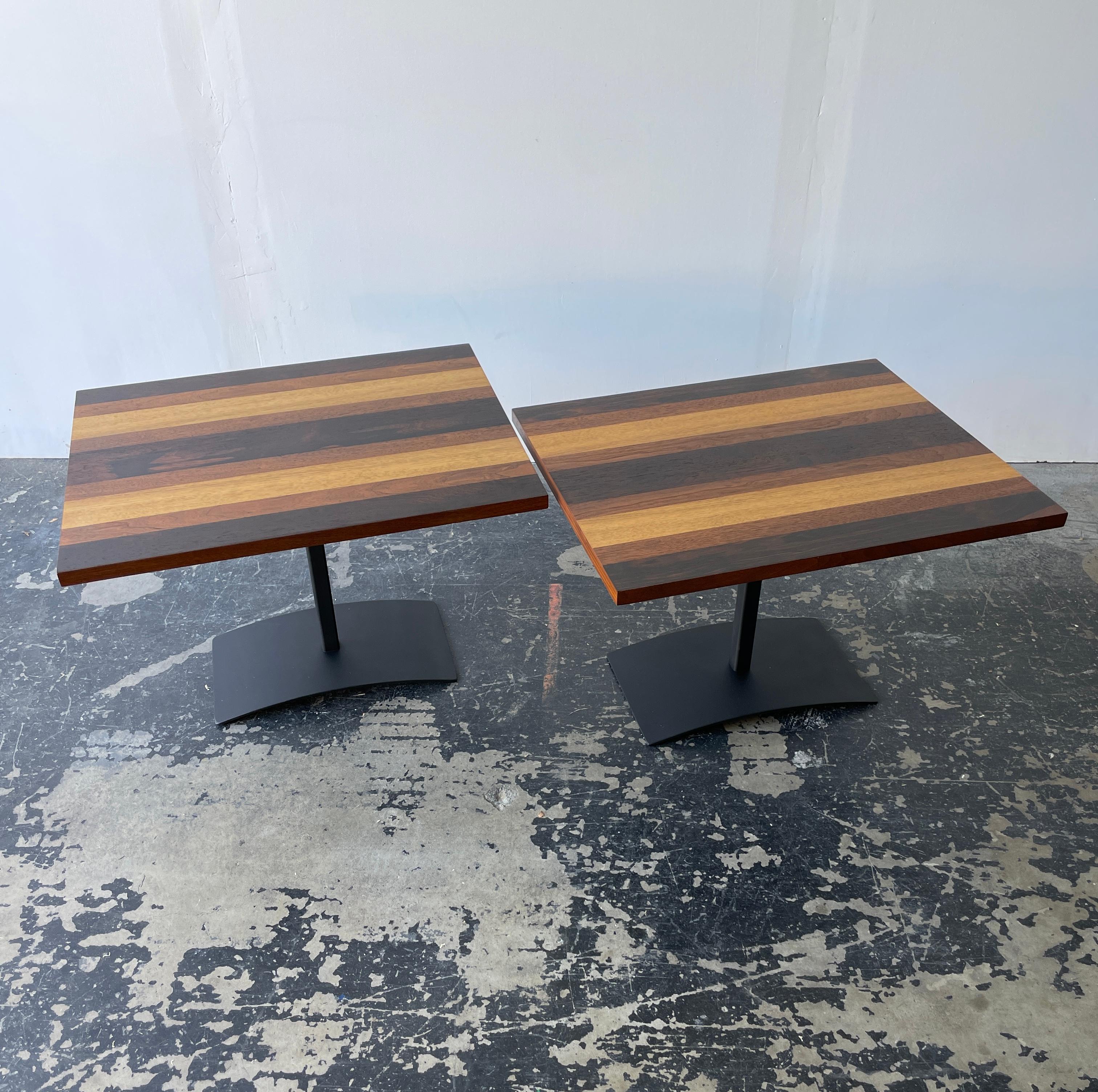 American Pair of Mid Century Modern Striped Side Tables by Milo Baughman for Directional For Sale