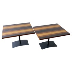 Pair of Mid Century Modern Striped Side Tables by Milo Baughman for Directional
