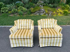 Pair of Mid Century Modern Striped Velvet Club Chairs