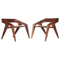 Pair of Mid-Century Modern Studio "Hank" Lounge Chairs by Jory Brigham in Walnut