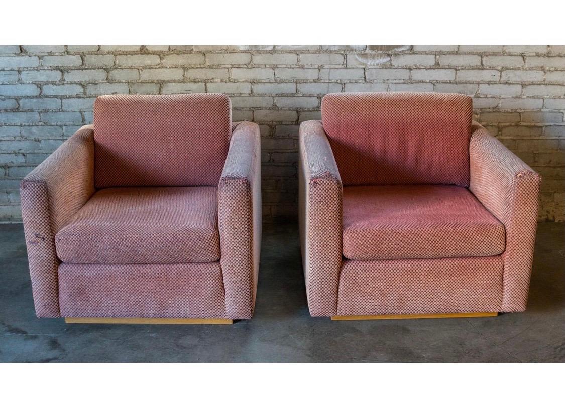 Late 20th Century Pair of Mid-Century Modern Style Charles Webb Signed Arlington Cube Club Chairs