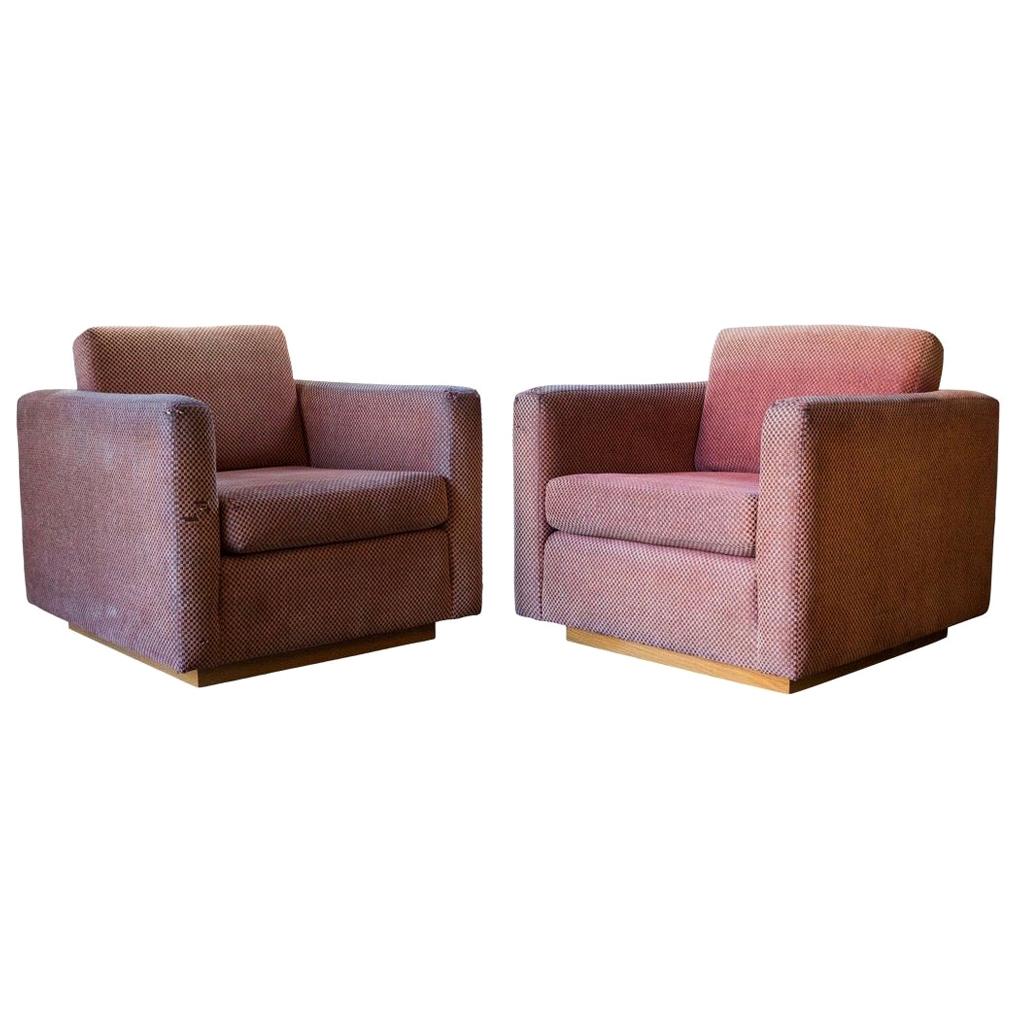 Pair of Mid-Century Modern Style Charles Webb Signed Arlington Cube Club Chairs