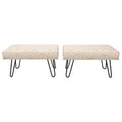 Pair of Mid-Century Modern Style Hairpin Leg Benches