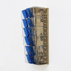 Pair of Mid-century Modern Style Italian Murano Glass and Brass Sconces