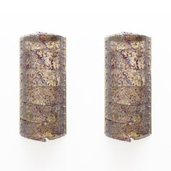 Pair of Mid-century Modern Style Italian Murano Glass and Brass Sconces