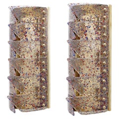 Pair of Mid-century Modern Style Italian Murano Glass and Brass Sconces