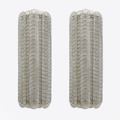 Pair of Mid-century Modern Style Italian Murano Glass Sconces "Reticello"