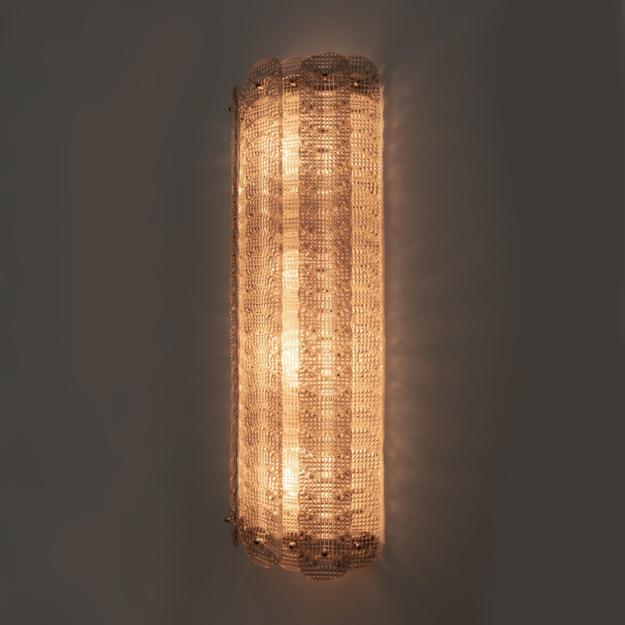 Late 20th Century Pair of Mid-century Modern Style Italian Murano Glass Sconces 