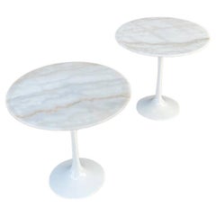 Pair of Mid-Century Modern Style Marble Stone Tulip Side Tables