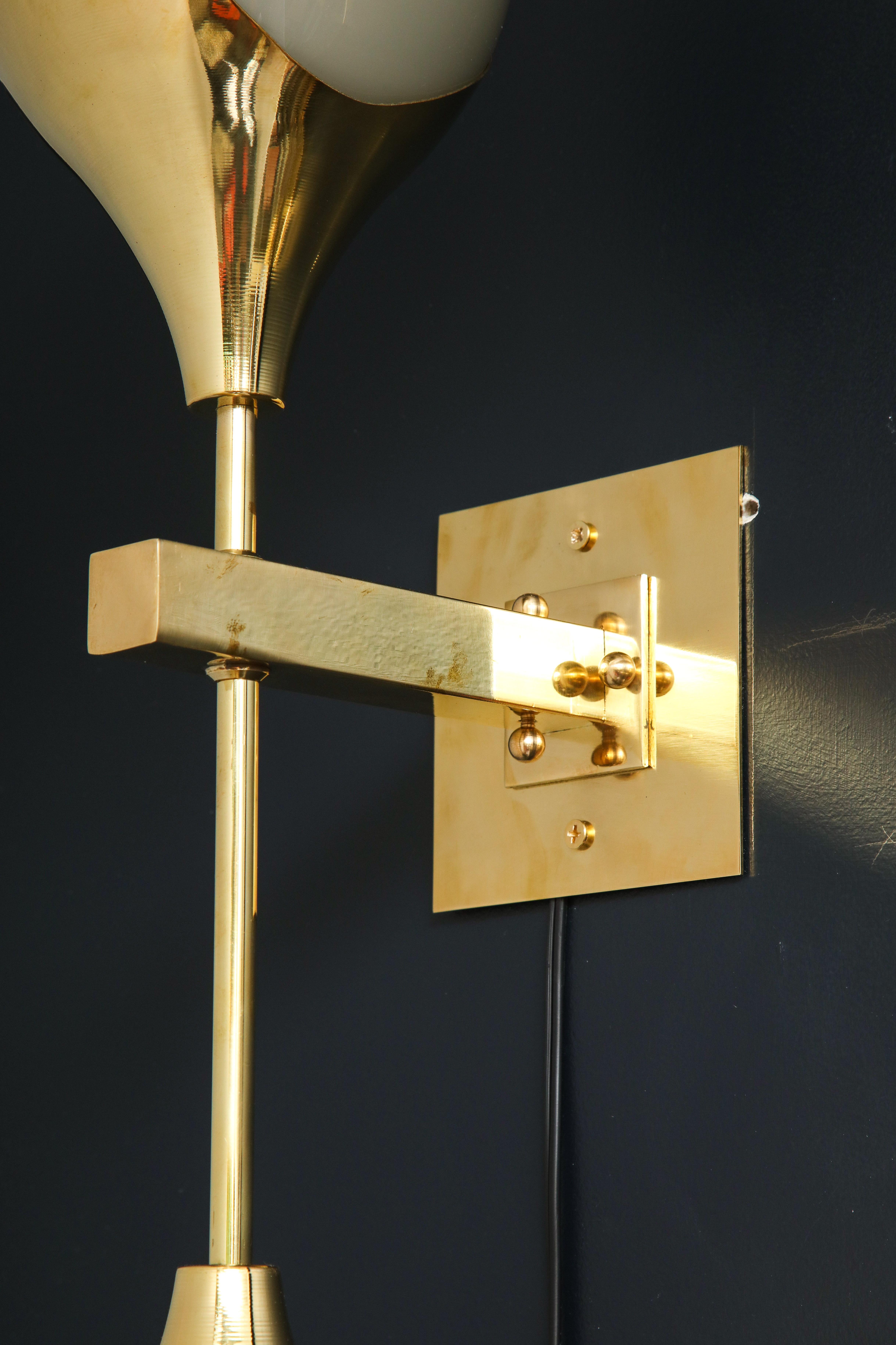 Pair of Mid-Century Modern Style Murano Glass and Brass Wall Sconces 5