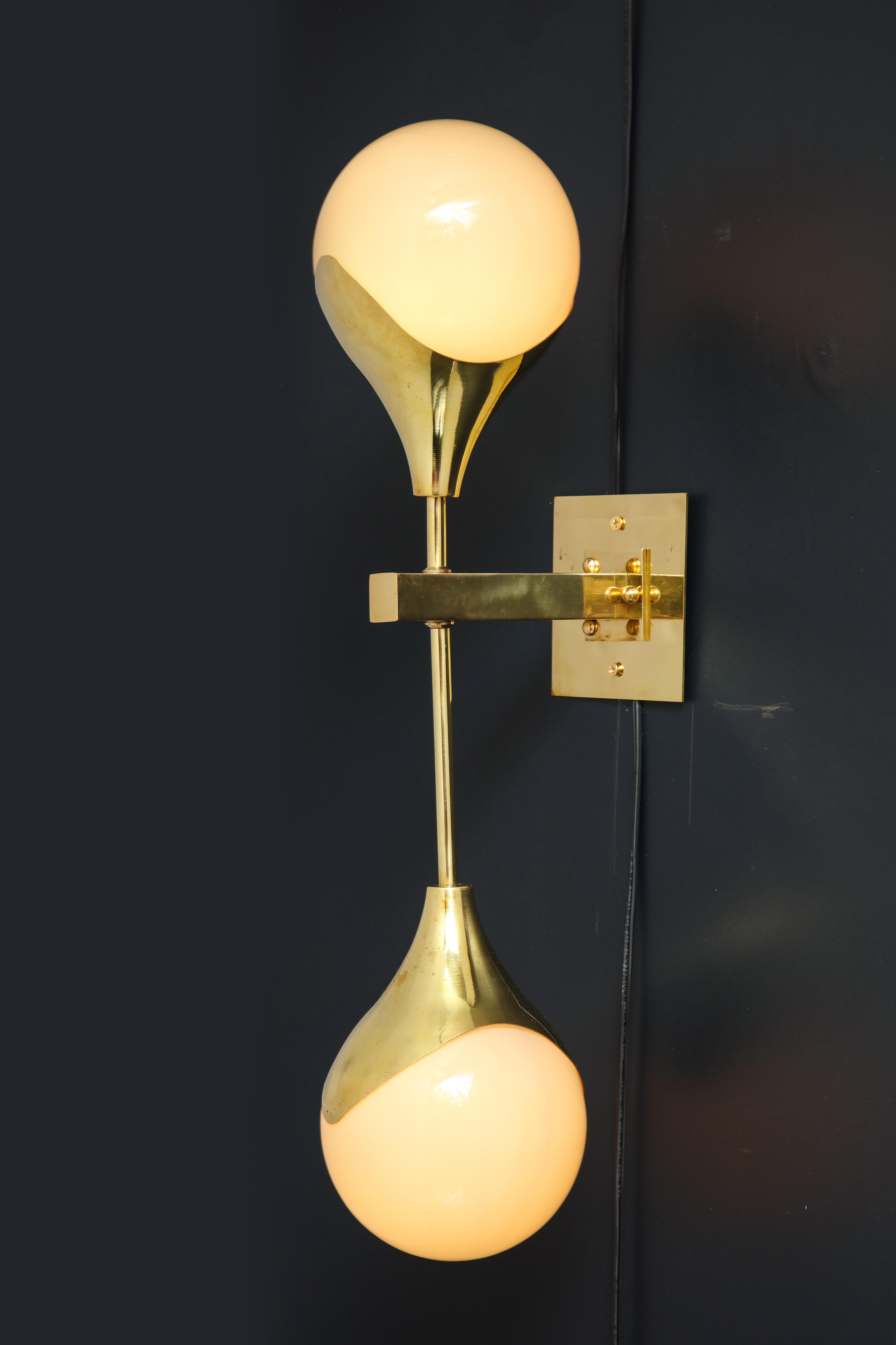 Pair of Mid-Century Modern Style Murano Glass and Brass Wall Sconces 6