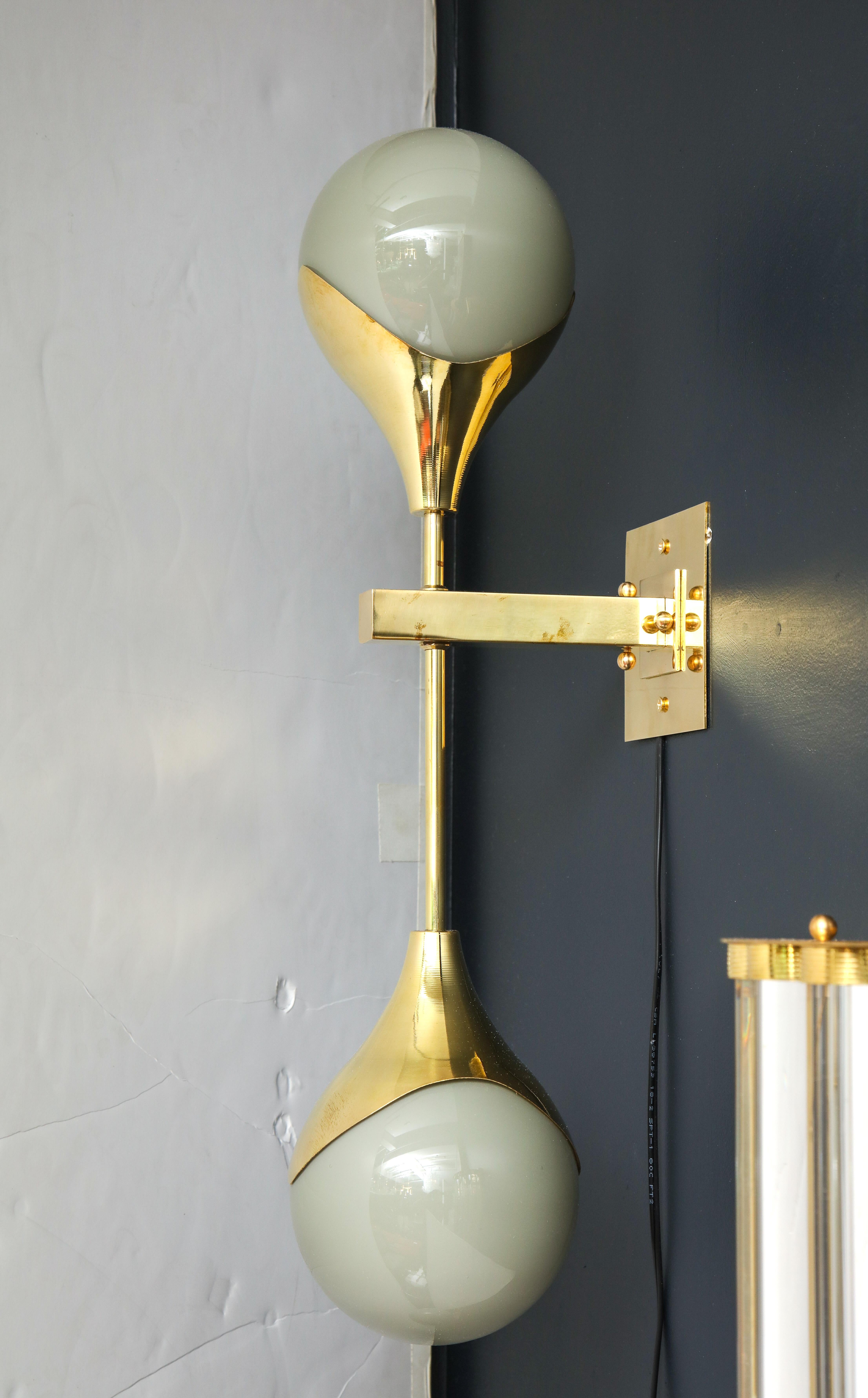 Pair of Mid-Century Modern Style Murano Glass and Brass Wall Sconces 3