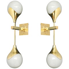 Pair of Mid-Century Modern Style Murano Glass and Brass Wall Sconces