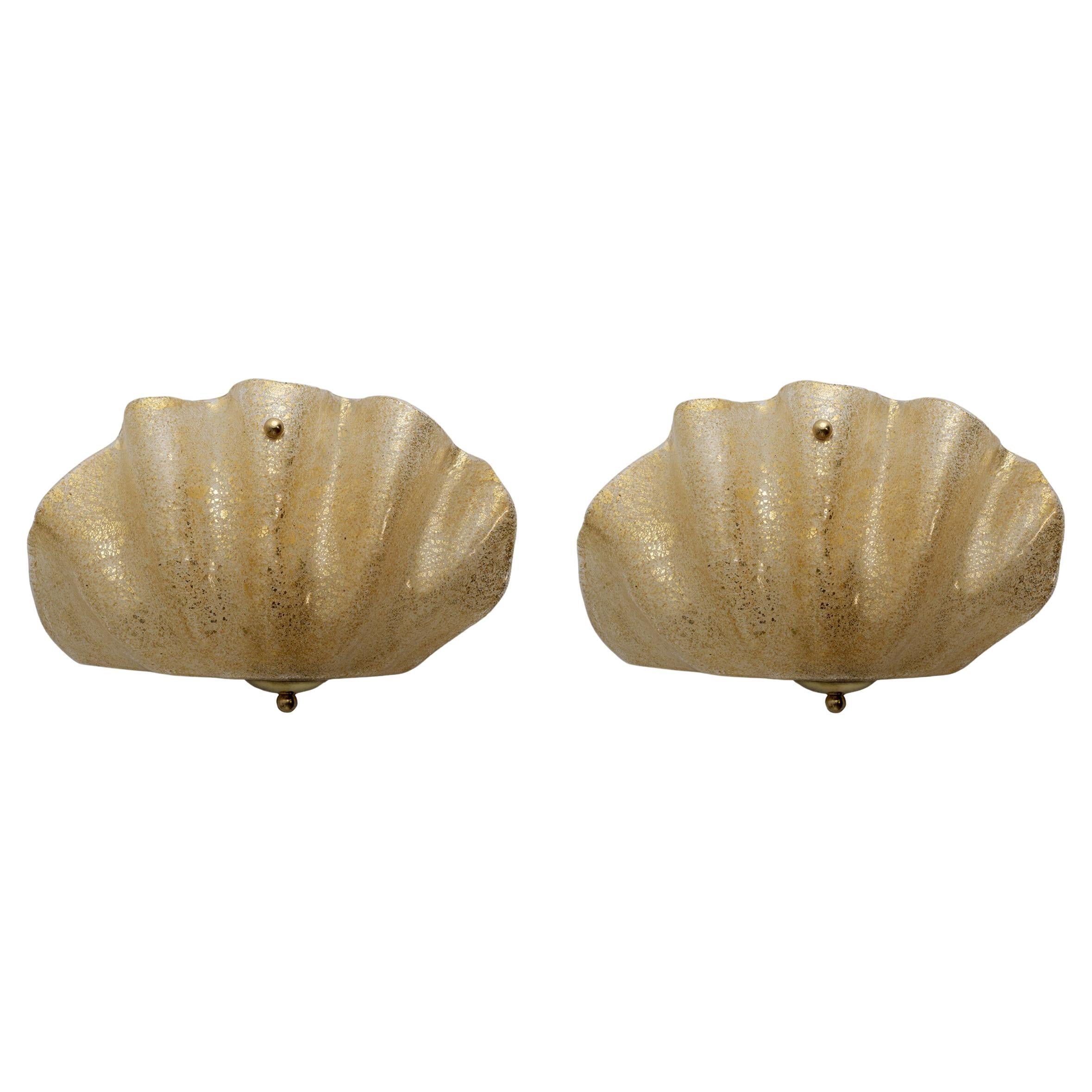 Pair of Mid-Century Modern Style Murano Glass Shell Sconces