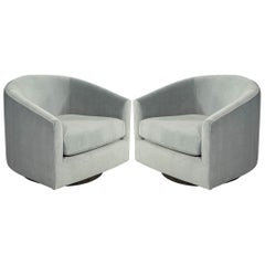 Pair of Mid-Century Modern Style Swivel Lounge Chairs
