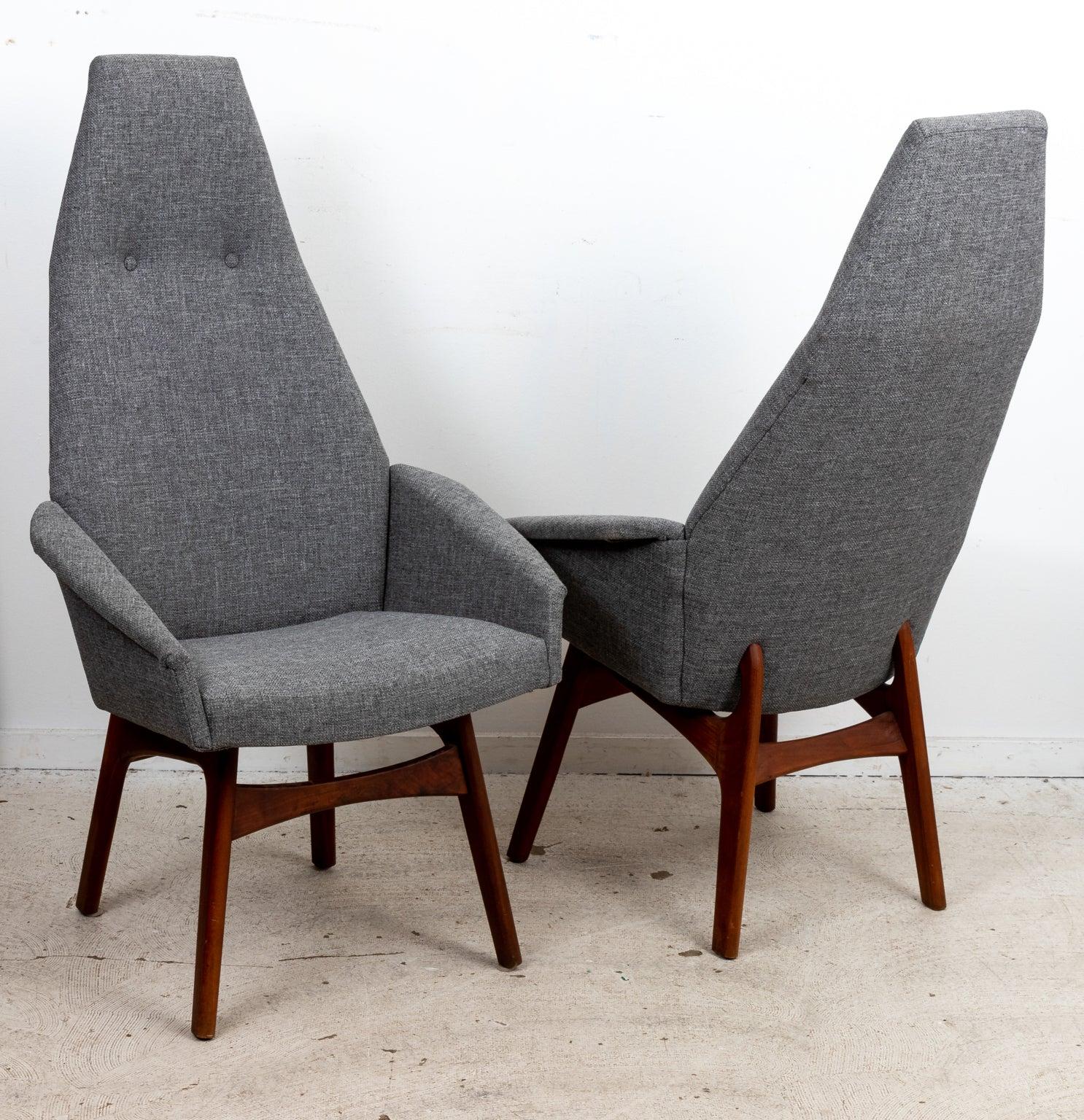 American Pair of Mid-Century Modern Style Walnut High Back Chairs by Adrian Pearsall For Sale