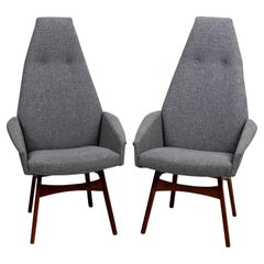 Pair of Mid-Century Modern Style Walnut High Back Chairs by Adrian Pearsall