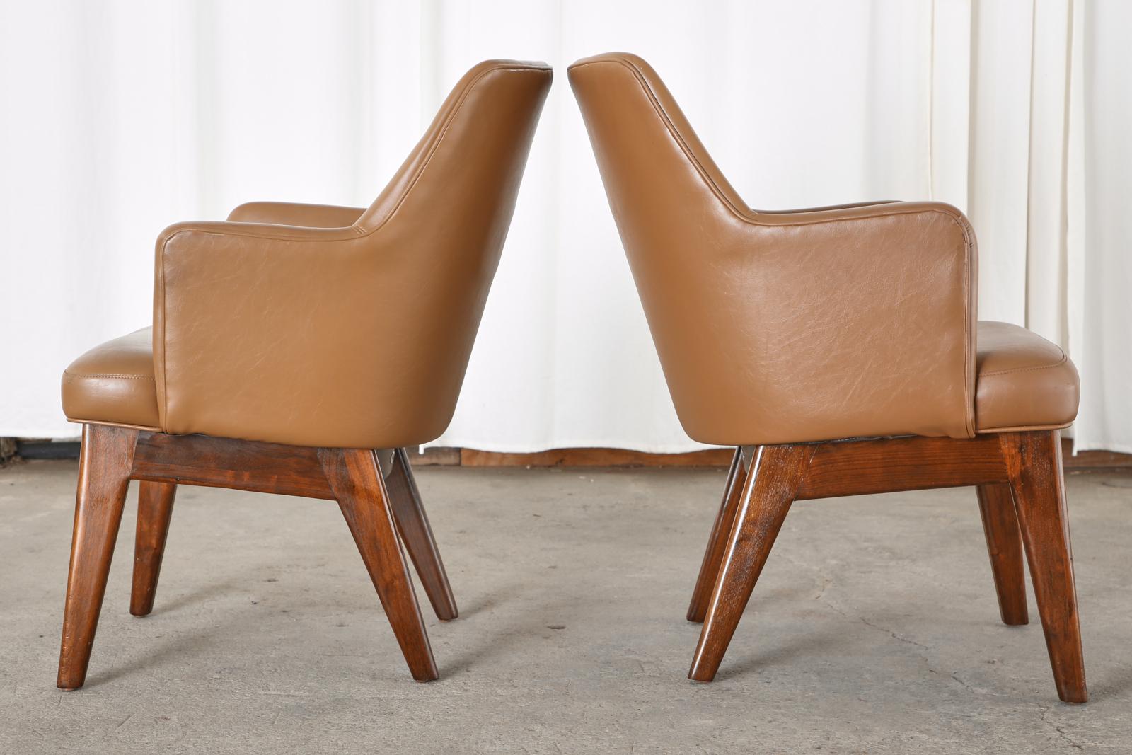 Hand-Crafted Pair of Mid-Century Modern Style Walnut Lounge Chairs
