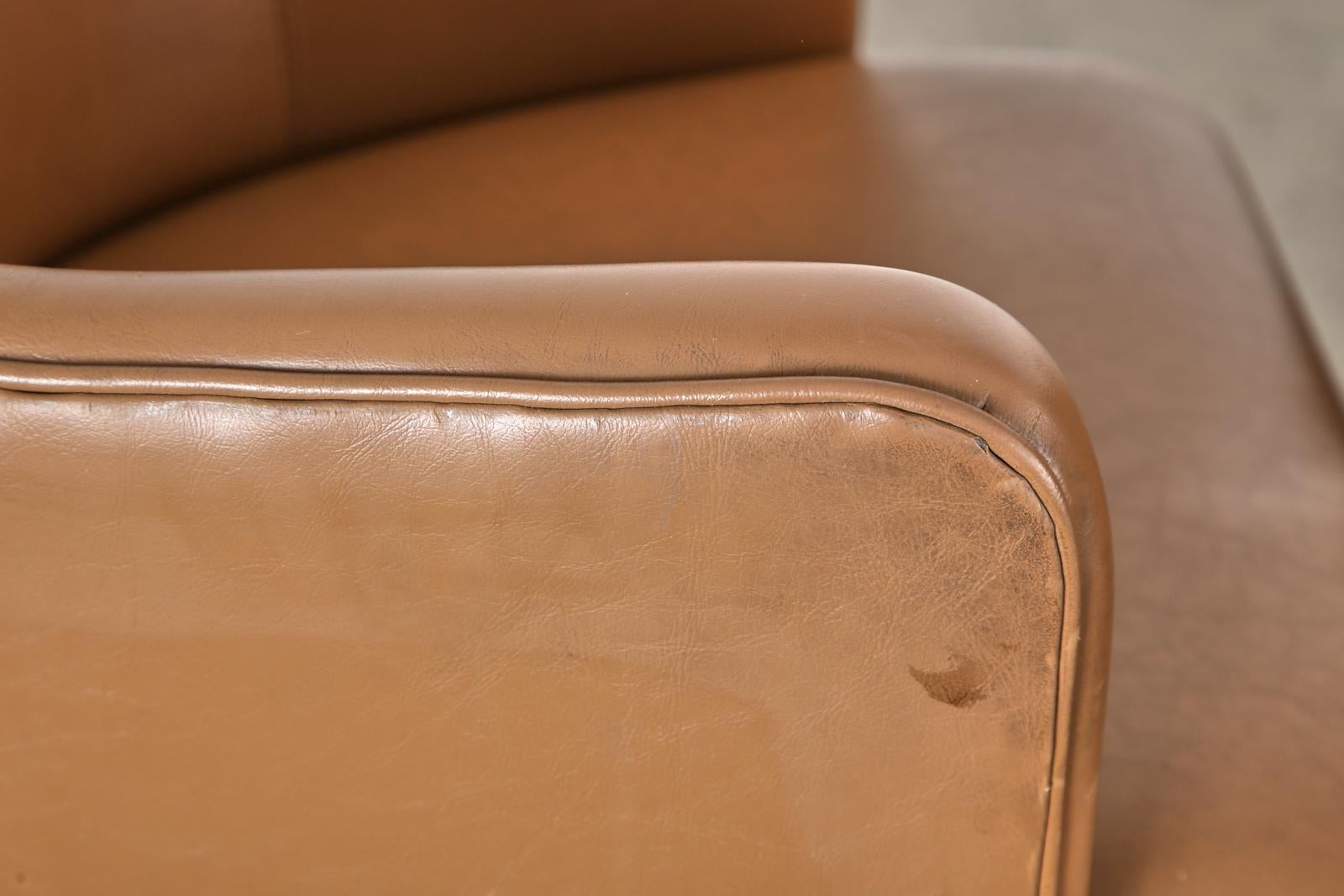 Naugahyde Pair of Mid-Century Modern Style Walnut Lounge Chairs