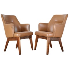 Pair of Mid-Century Modern Style Walnut Lounge Chairs