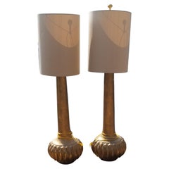 Pair of Mid-Century Modern Styled Lamps, Hand Glazed