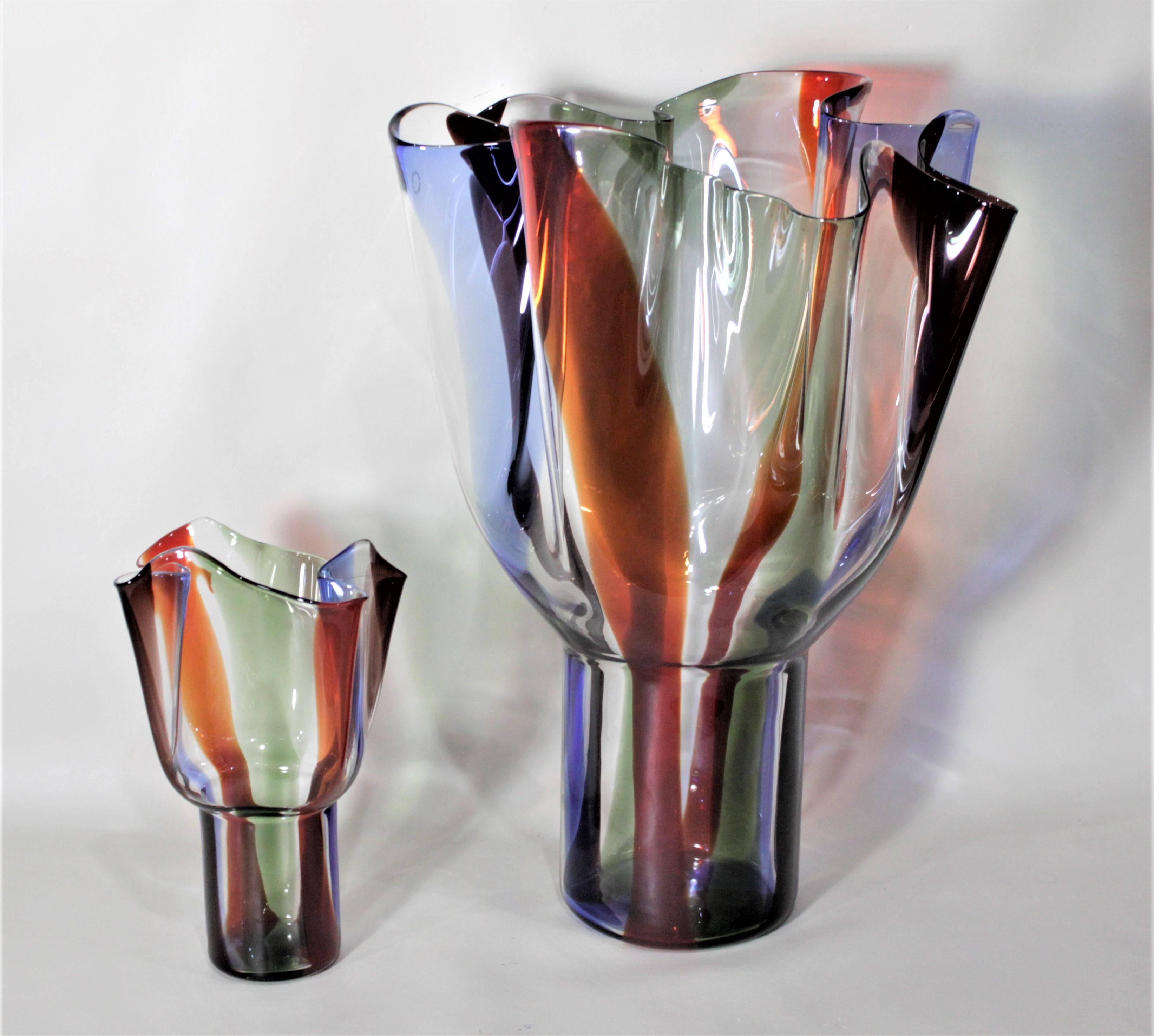 Pair of Mid-Century Modern Styled Venini Art Glass Kukinto Vases by Sarpeneva For Sale 5