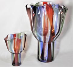 Pair of Mid-Century Modern Styled Venini Art Glass Kukinto Vases by Sarpeneva