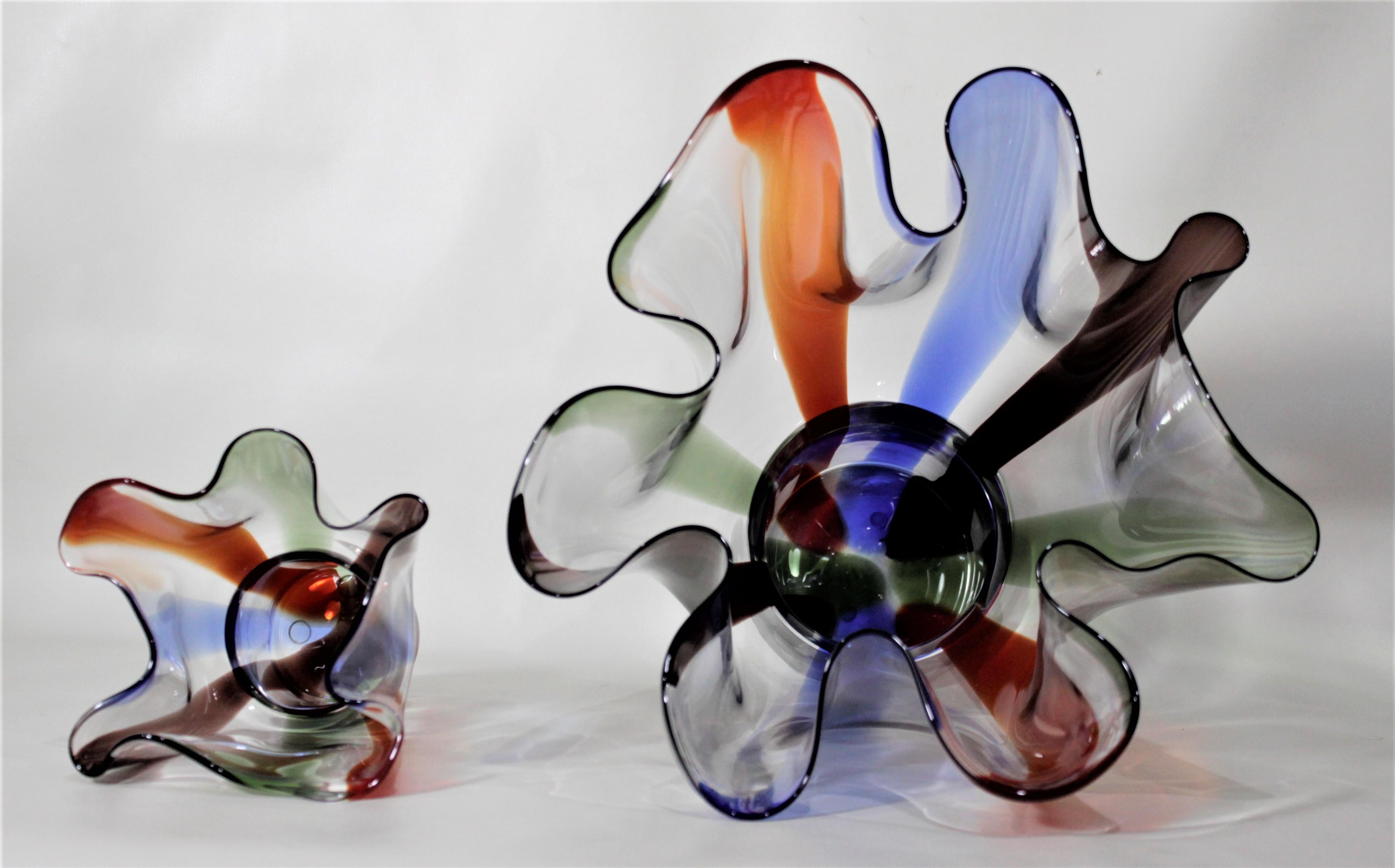 20th Century Pair of Mid-Century Modern Styled Venini Art Glass Kukinto Vases by Sarpeneva For Sale