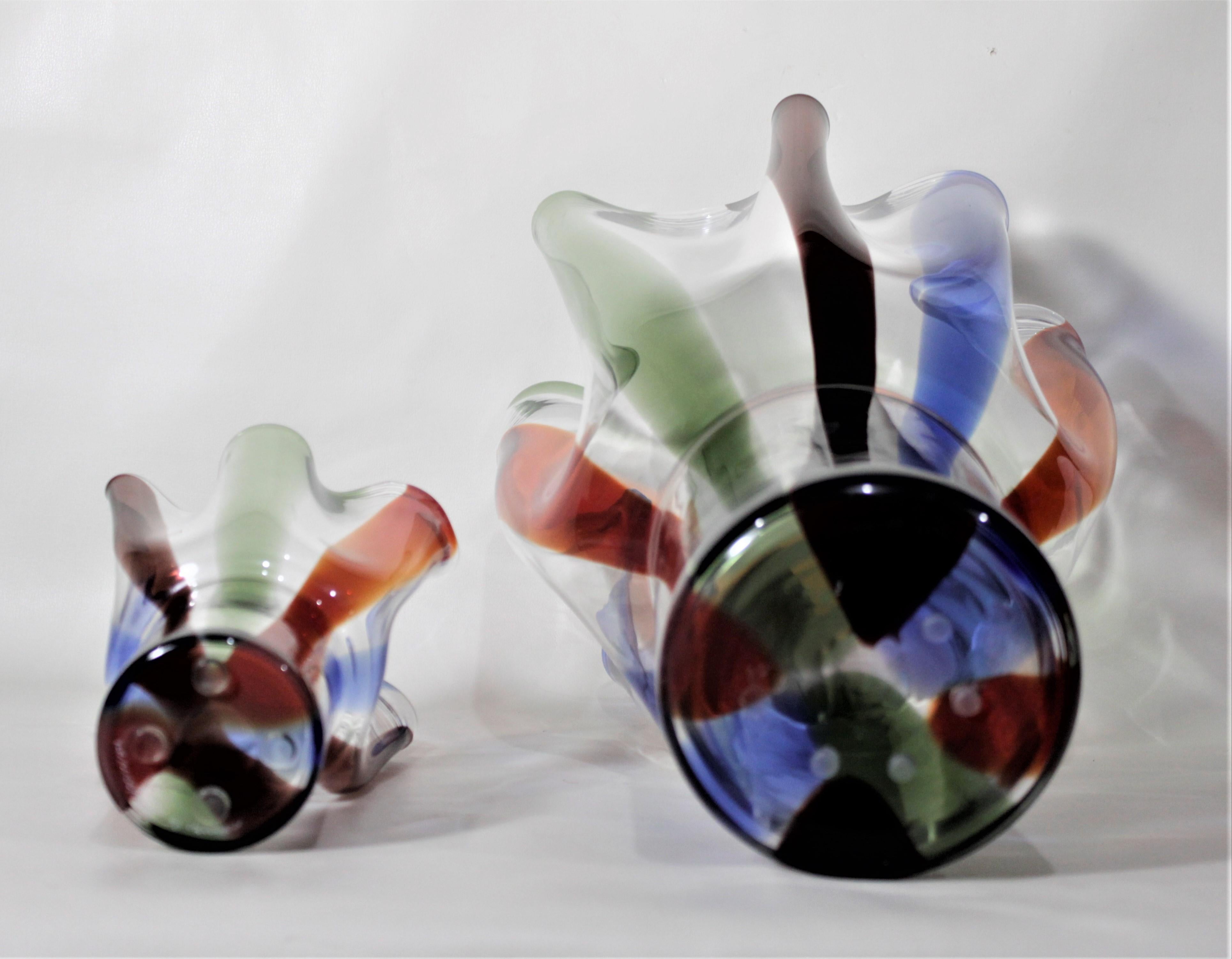 Pair of Mid-Century Modern Styled Venini Art Glass Kukinto Vases by Sarpeneva For Sale 1