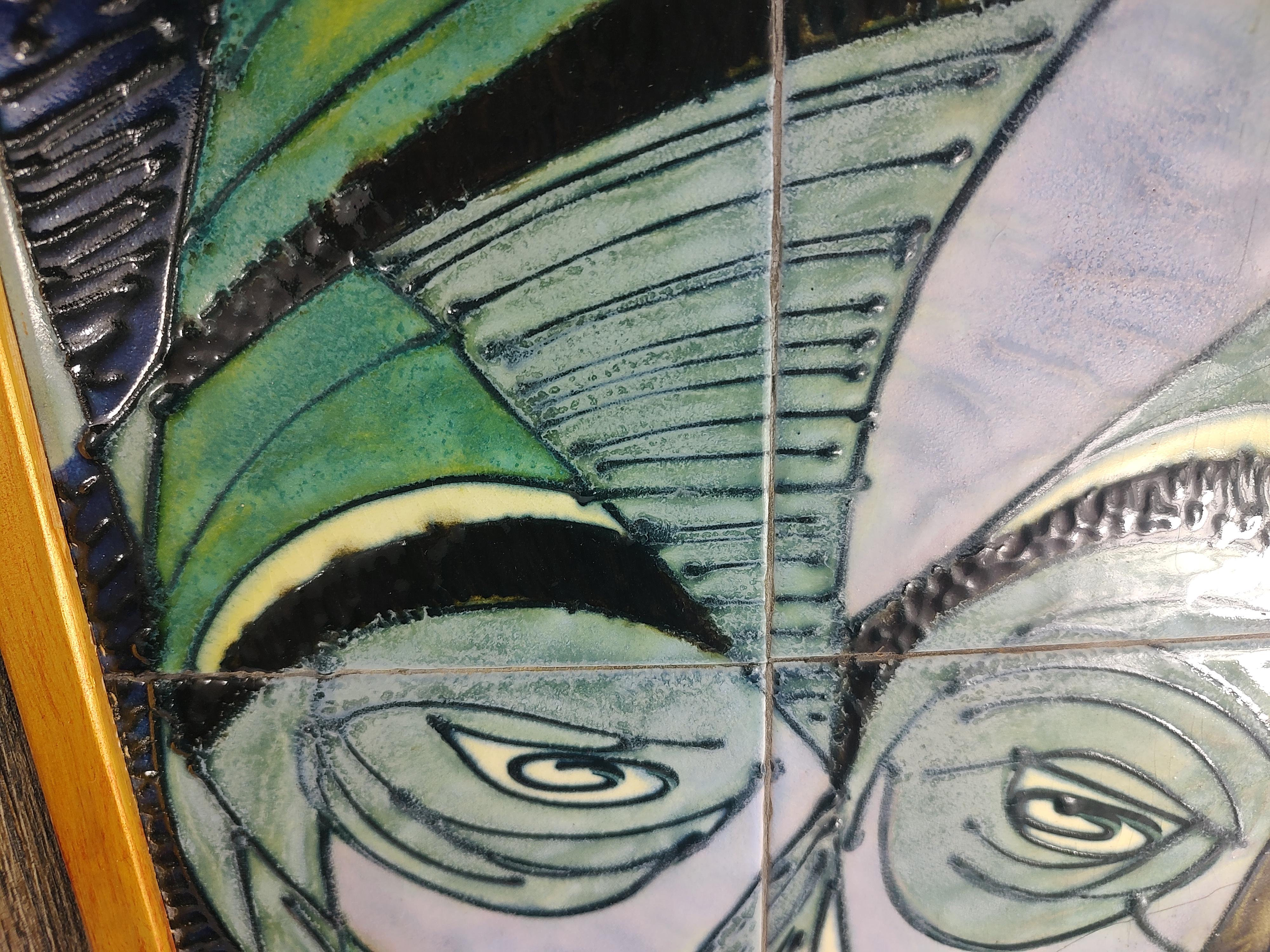 Pair of Mid Century Modern Stylized Ceramic Tile Portraits by Harris Strong 3