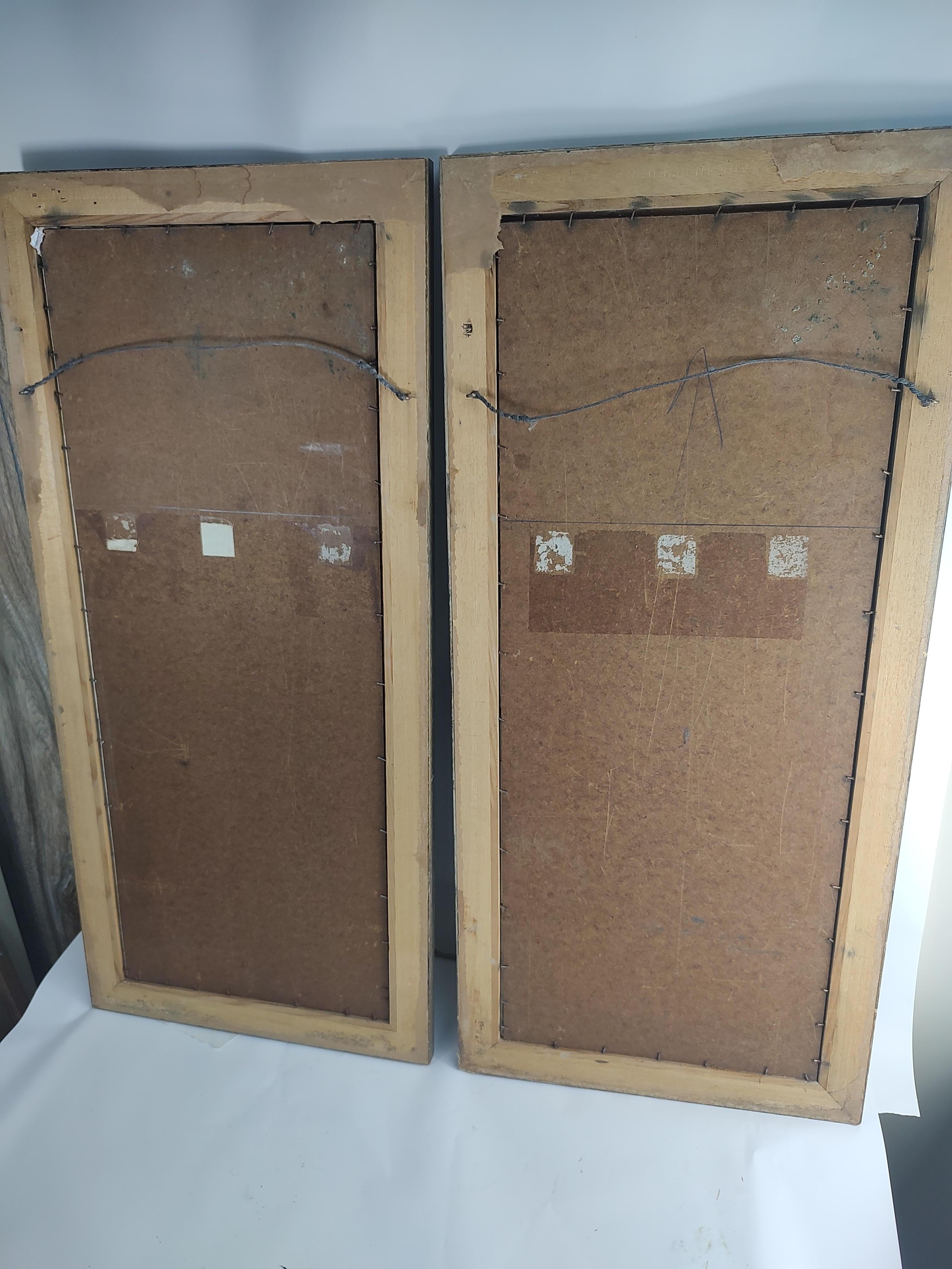 Mid-Century Modern Pair of Mid Century Modern Stylized Ceramic Tile Portraits by Harris Strong