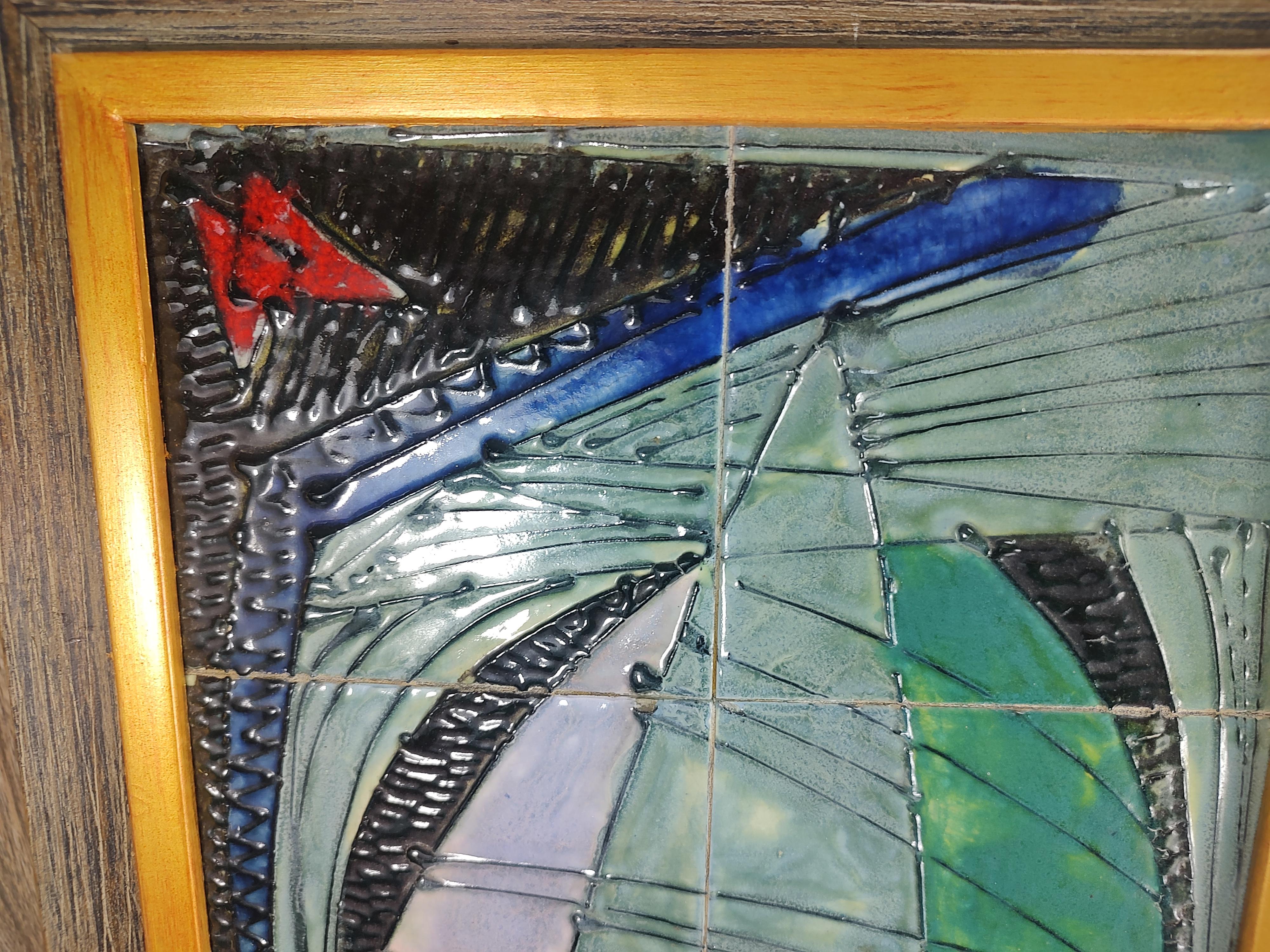 Mid-20th Century Pair of Mid Century Modern Stylized Ceramic Tile Portraits by Harris Strong