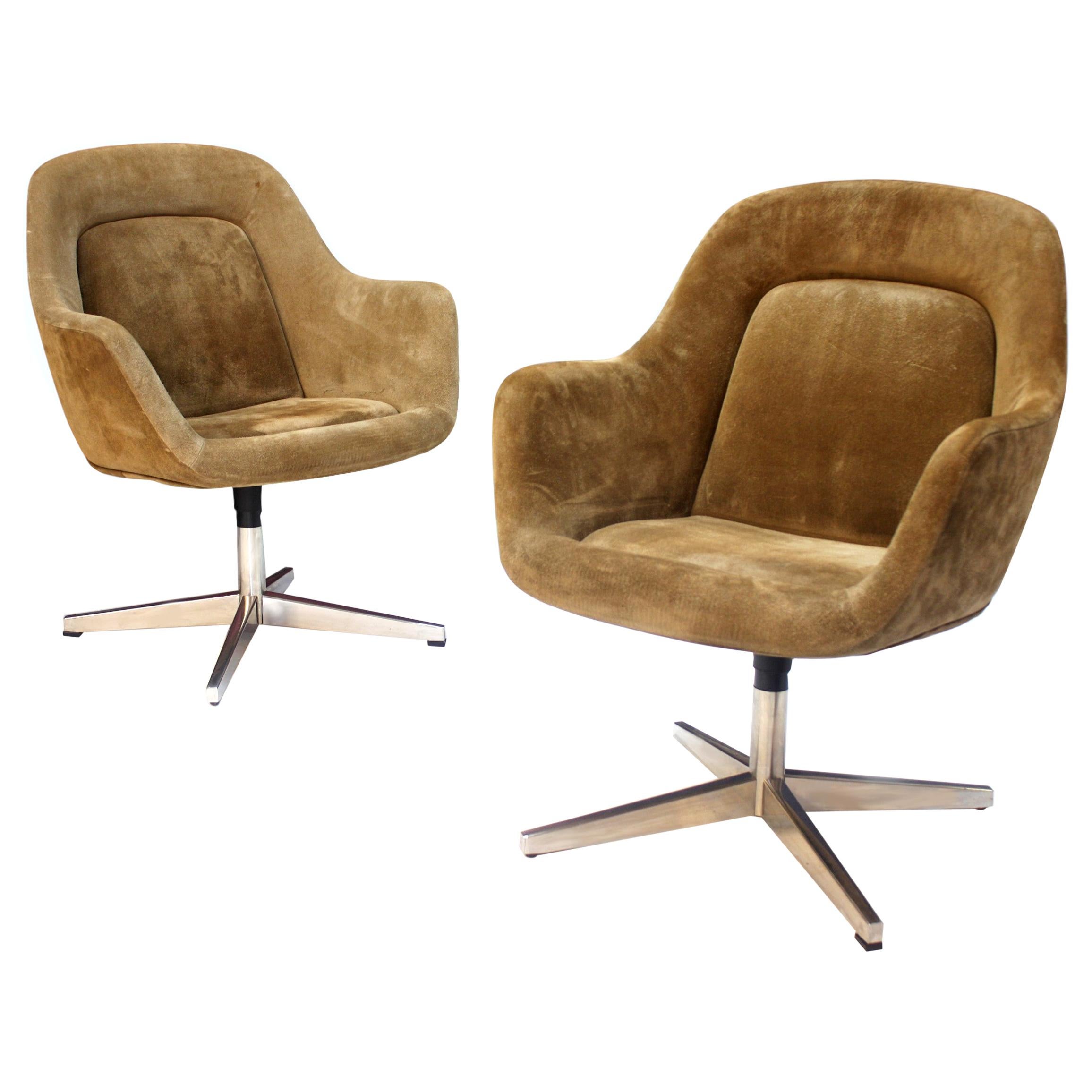 Pair of Mid-Century Modern Suede Side / Guest Chairs by Max Pearson for Knoll