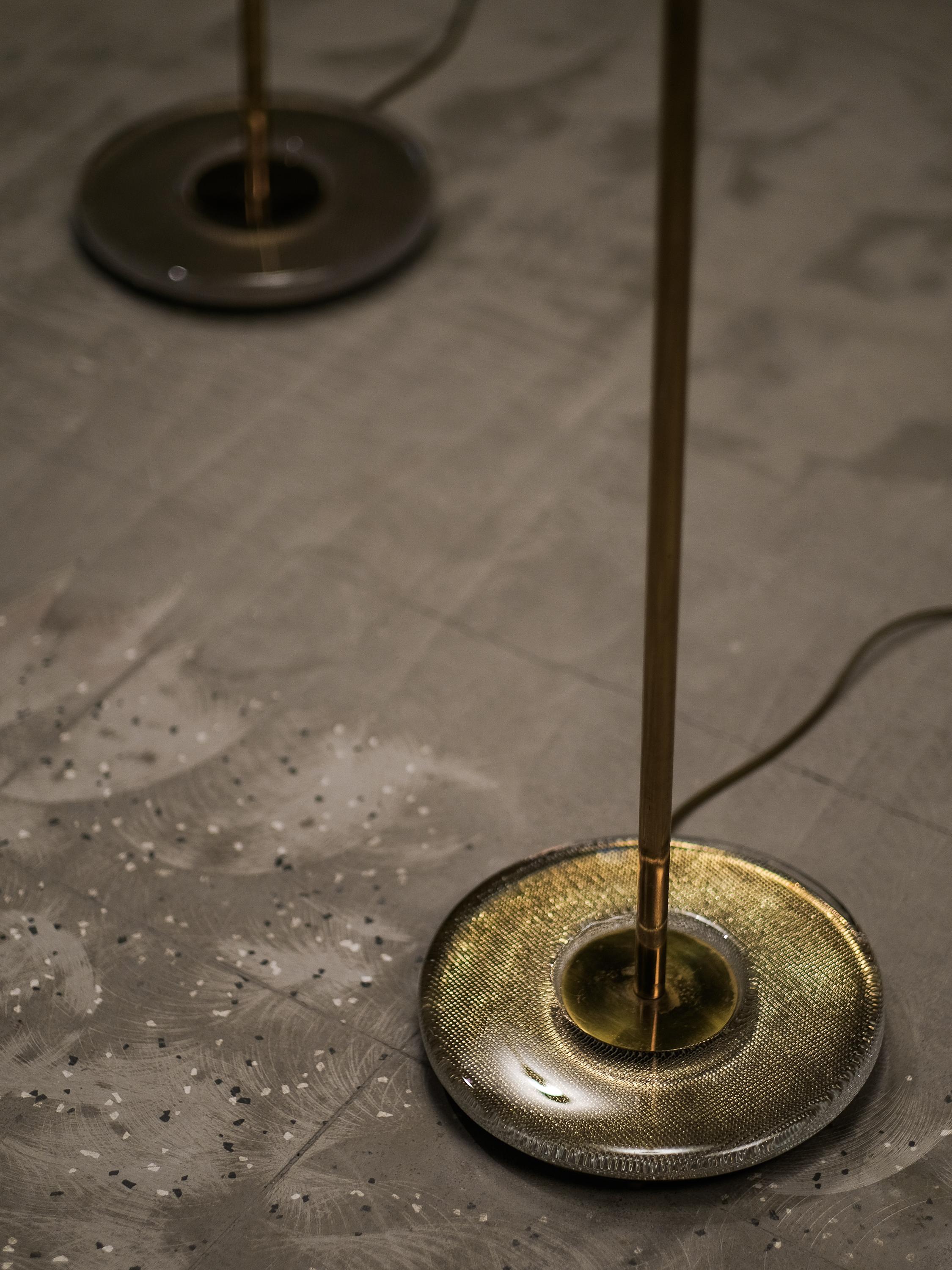 Pair of Mid-Century Modern Swedish Brass & Glass Floor Lamps, 1960s For Sale 11