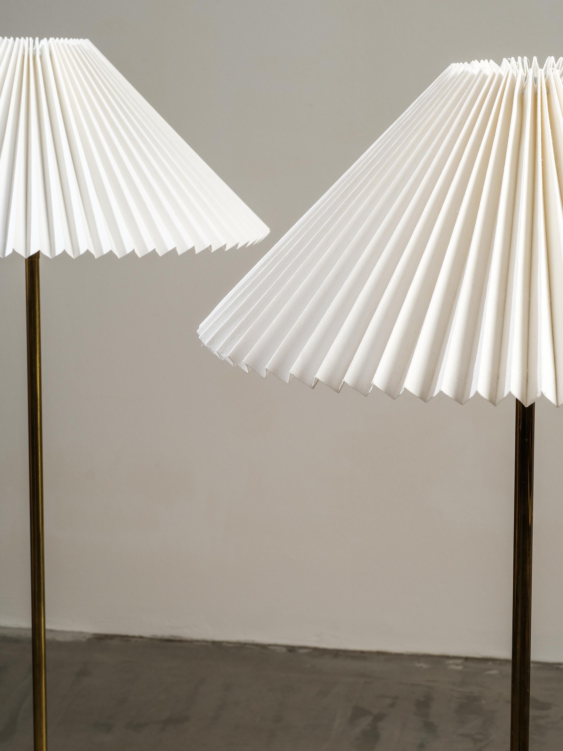 Mid-20th Century Pair of Mid-Century Modern Swedish Brass & Glass Floor Lamps, 1960s For Sale