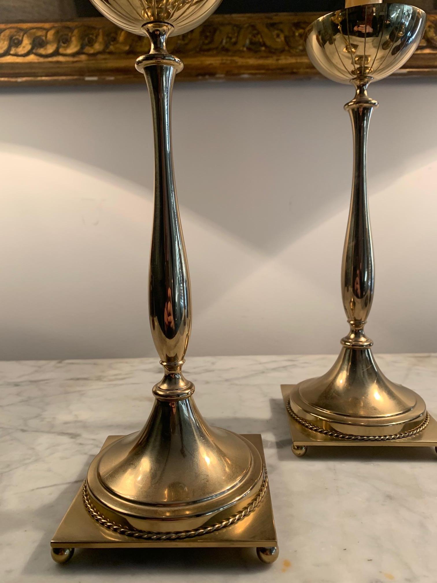 20th Century Pair of Mid-Century Modern Swedish Candlesticks in Brass