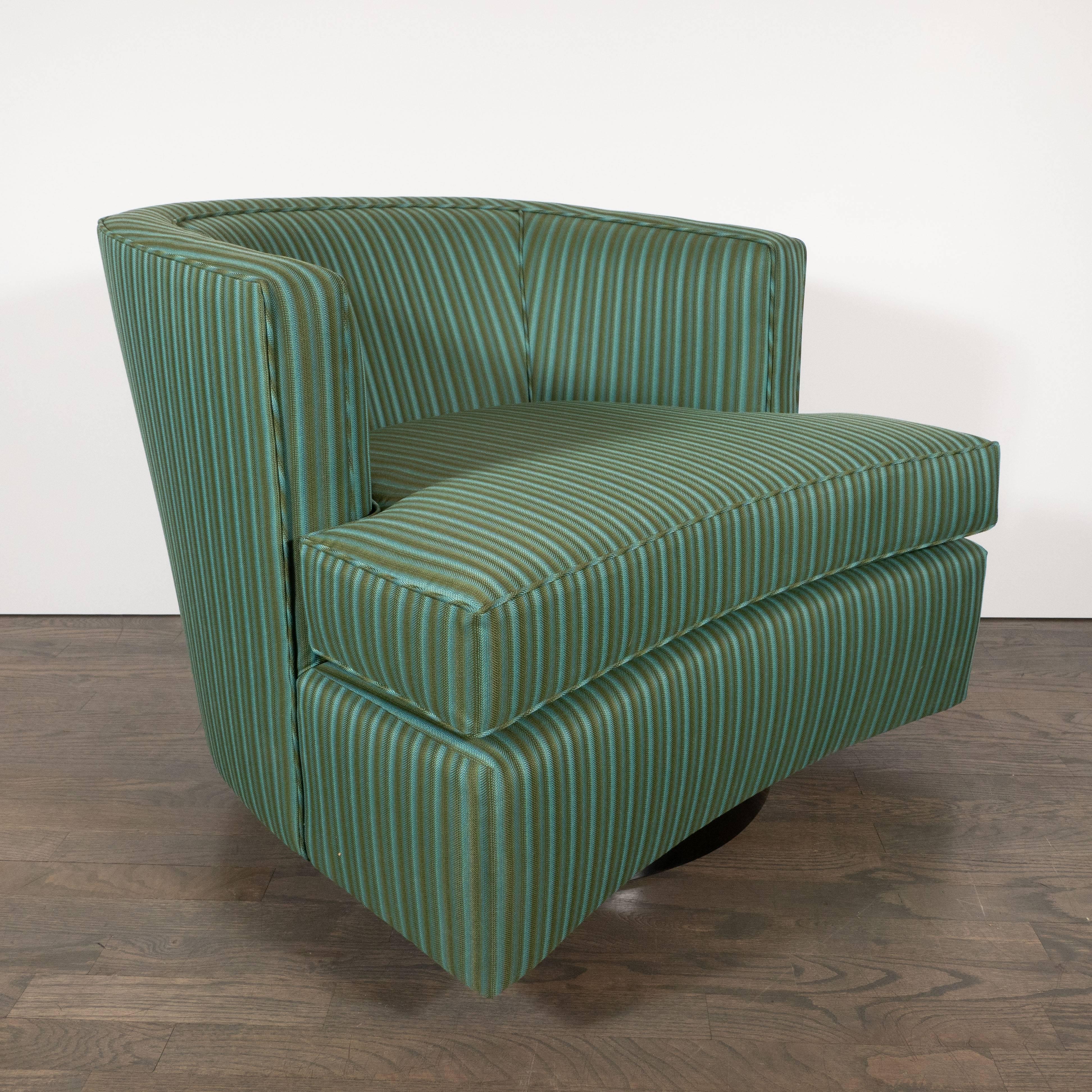 Ebonized Pair of Mid-Century Modern Swivel Chairs by Harvey Probber
