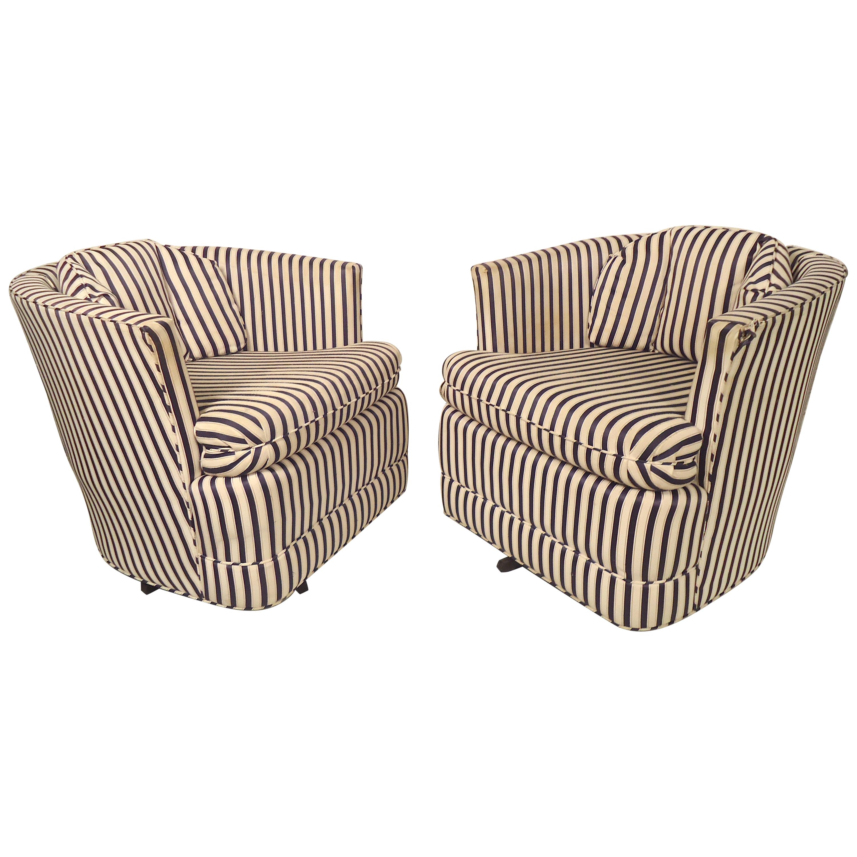 Pair of Mid-Century Modern Swivel Chairs