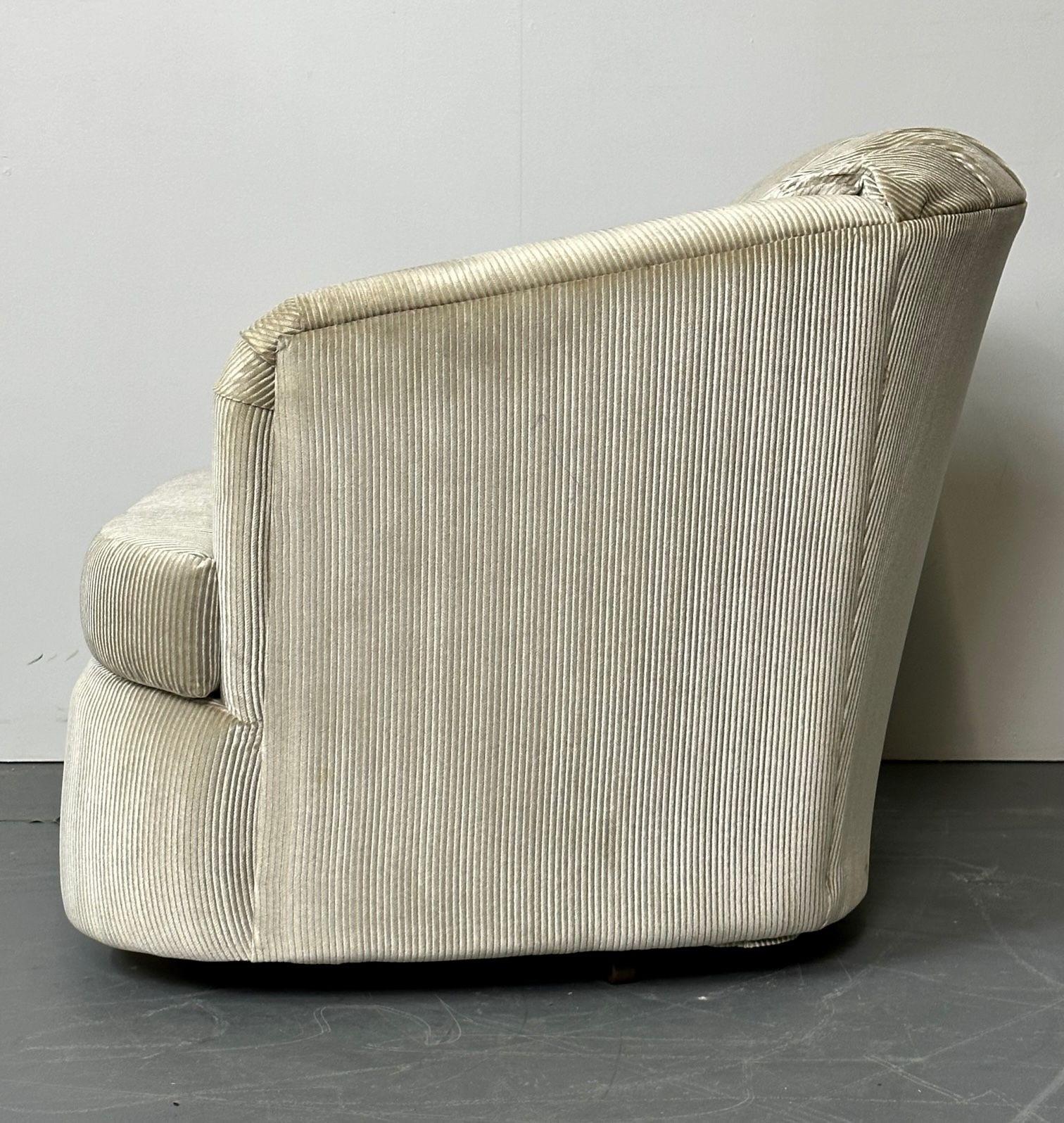 Textile Pair of Mid-Century Modern Swivel Chairs, Milo Baughman Style, Sturdy