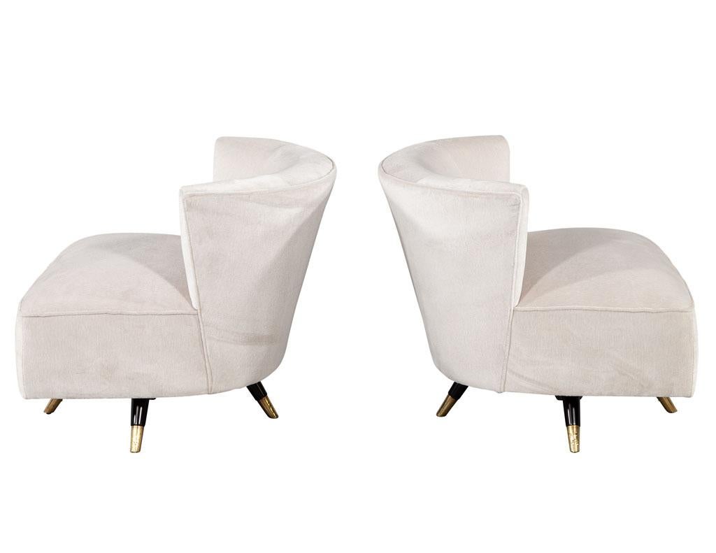 Pair of Mid-Century Modern Swivel Chairs with Metal and Brass Legs 3