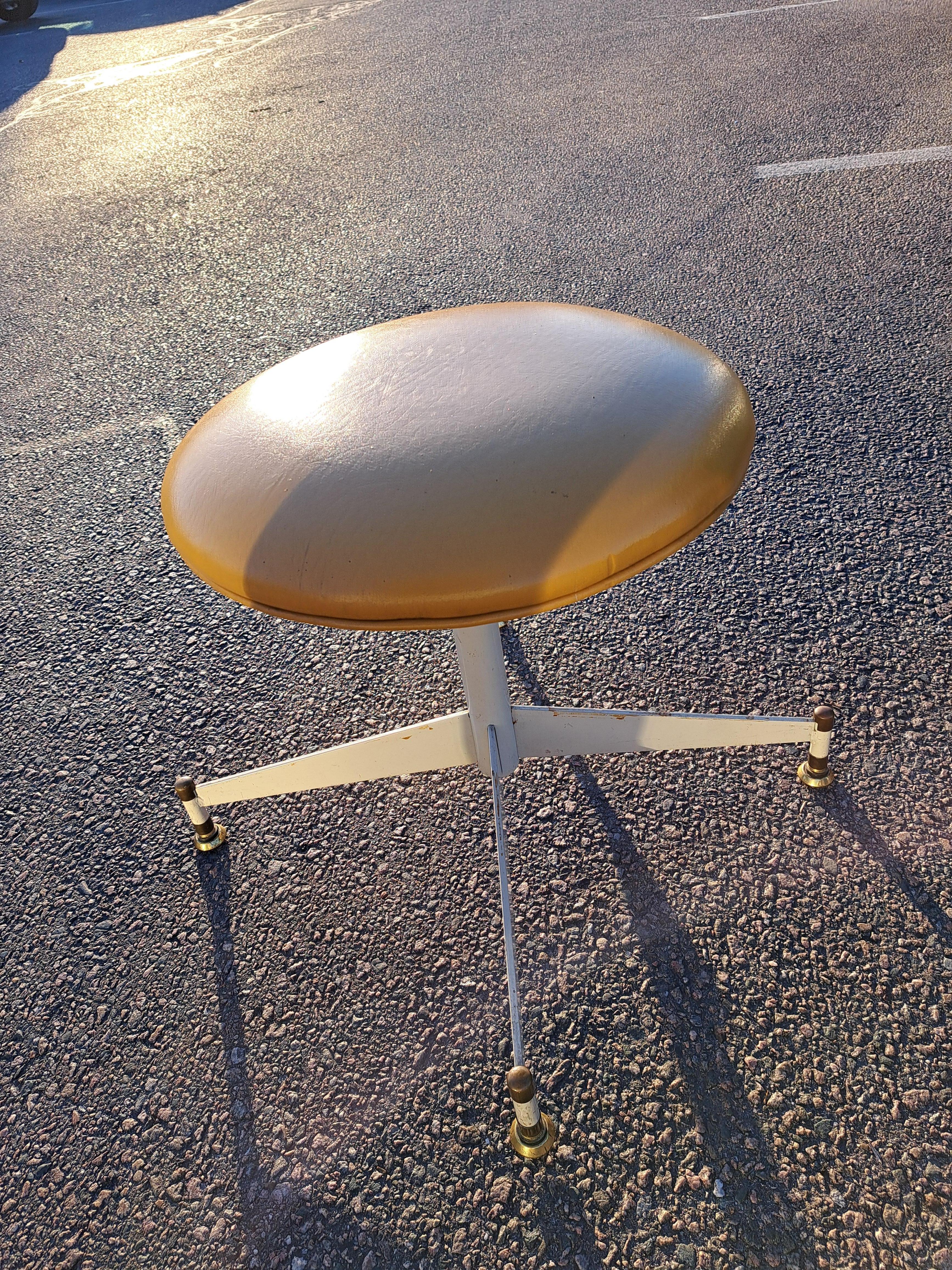 Pair of Mid-Century Modern Swivel Footstools In Good Condition For Sale In Weymouth, MA