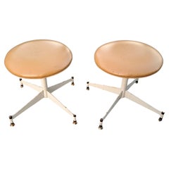 Retro Pair of Mid-Century Modern Swivel Footstools