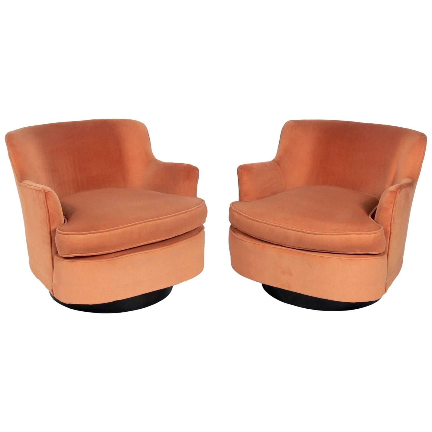 Pair of Mid-Century Modern Swivel Lounge Chairs Attributed to Adrian Pearsall