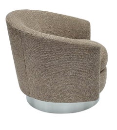 Coppia di poltrone girevoli del Mid Century Modern Lounge Club Chair in tweed e acciaio spazzolato