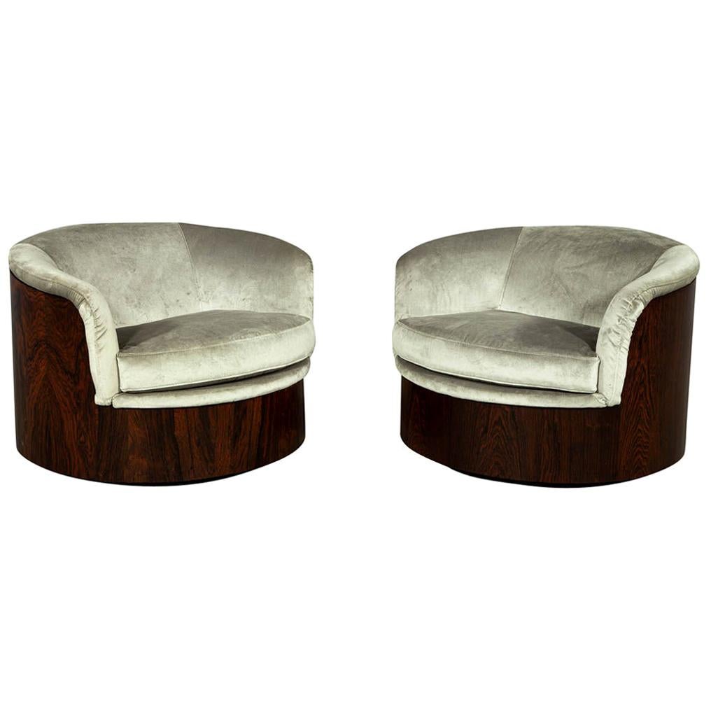 Pair of Mid-Century Modern Swivel Tub Chairs